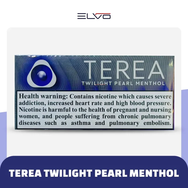 Purple and silver accent TEREA Twilight Pearl Menthol tobacco stick box for IQOS ILUMA devices