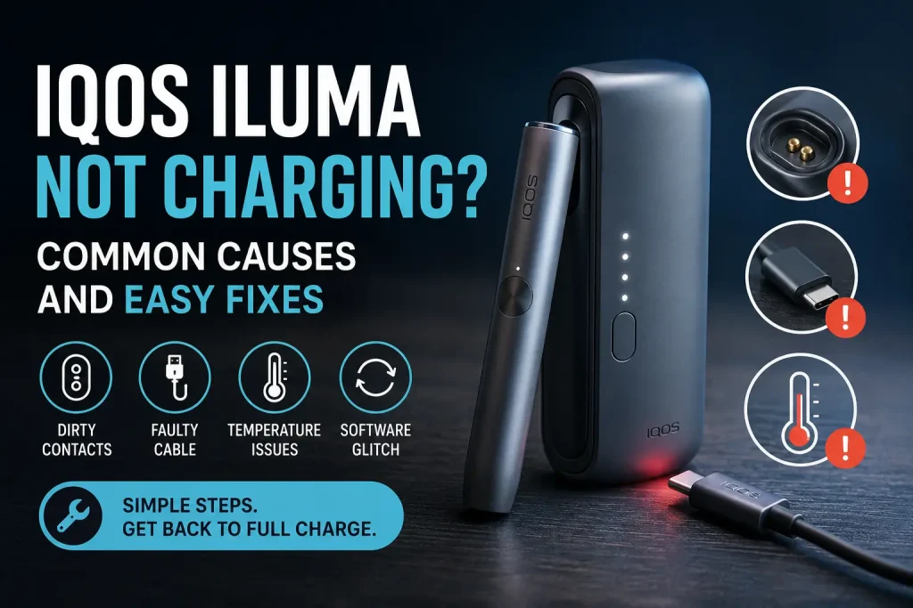 IQOS ILUMA not charging troubleshooting guide with charging fixes and device tips