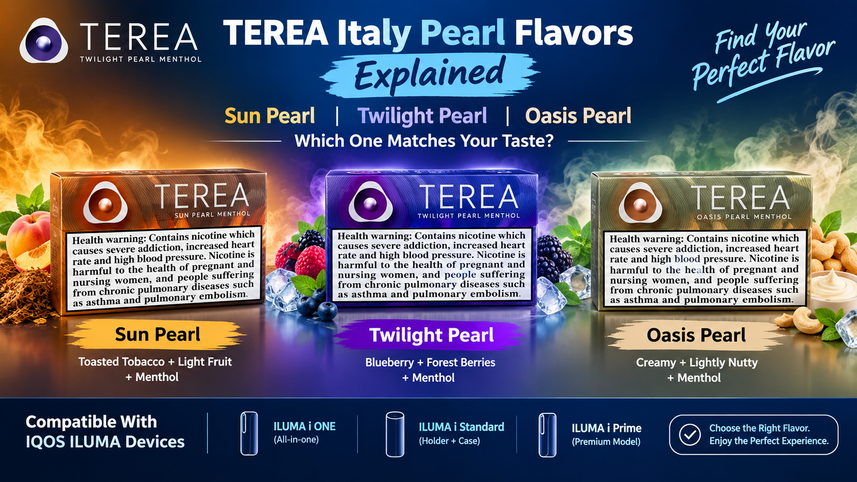 TEREA Italy Pearl Flavors Explained Sun Pearl, Twilight Pearl and Oasis Pearl